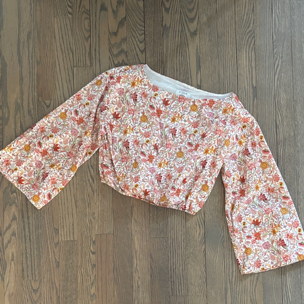 J. Crew Floral Bell Sleeve Top